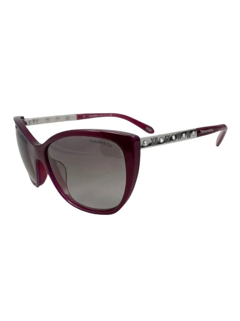 Tiffany & Co Sunglasses Atlas Logo Wine Red Bordeaux Silver Eyewear